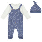 Boys Blue & White Babygrow & Hat Set, 1, hi-res